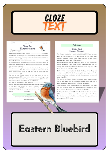 Cloze text - Eastern Bluebird + Solutions | Teaching Resources