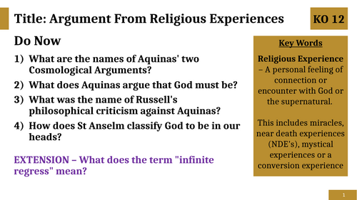 The Argument From Religious Experiences
