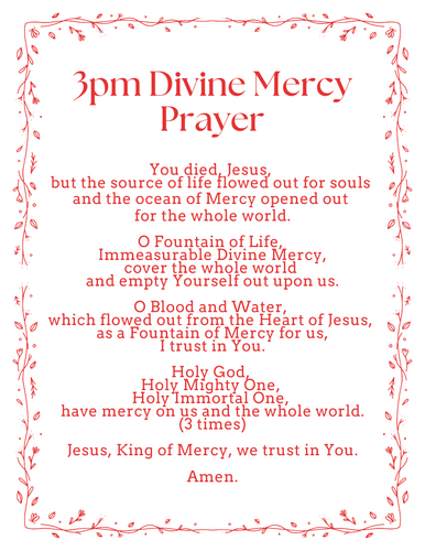 Prayer Poster on Divine Mercy of Jesus for the Classroom or Homeschool