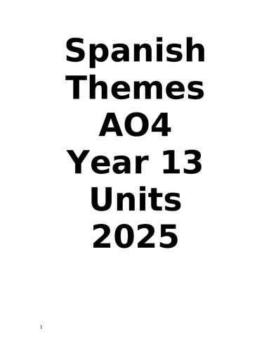 A Level Spanish AO4 YEAR 2 Themes (AQA)