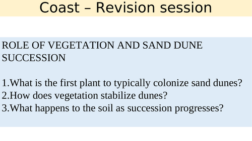 Coast – Revision session