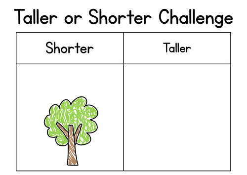 Taller or Shorter Challenge Cards