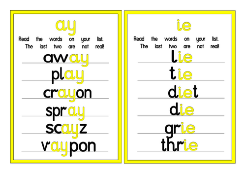 Year 1 - Phase 5 Phonic Screening Visual Aids to Practise Key Phonic Rules