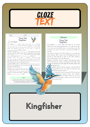 Cloze text - Kingfisher + Solutions