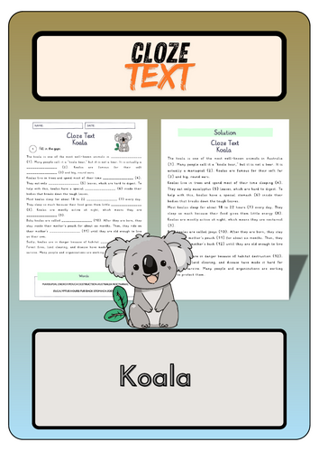 Cloze text - Koala + Solutions