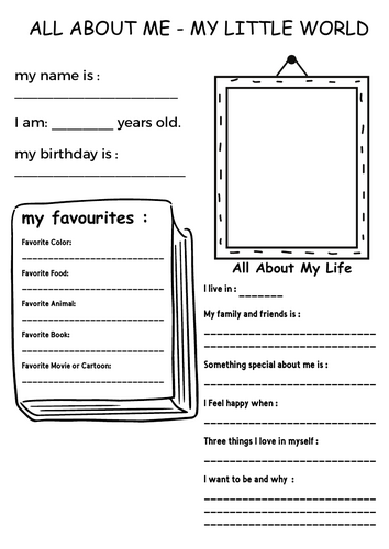 All About Me Worksheet | Back to School Activity | Printable PDF for Kids