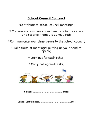 School Council Contracts - inc. chair, secretary, publicity officer, vice chair descriptions