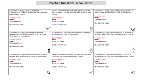 Practice questions for 'Mean Times' Carol Ann Duffy