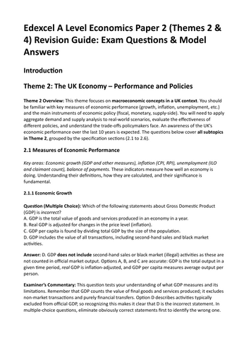 Perfect A* Answers for Economics A Level Edexcel (Spec points 2.1-2.5)