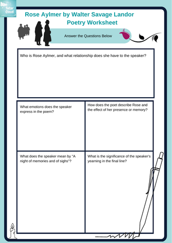Rose Aylmer by Walter Savage Landor Poetry Worksheet