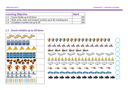 AQA Maths entry level 1, Component 1