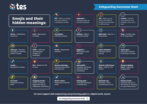 Emojis and their hidden meanings – school display poster