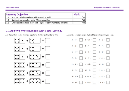 AQA Maths Entry Level 1, Component 2