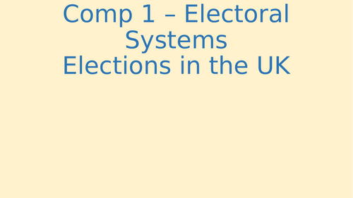 Electoral Systems (Edexcel Politics)