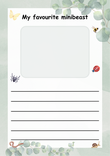 My favourite minibeast writing sheet