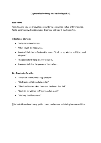 Power and Conflict Poetry (AQA) Writing Tasks