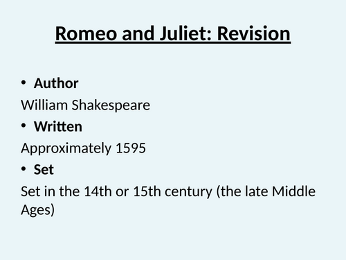 Romeo and Juliet GCSE - 3 exam questions and revision (AQA)