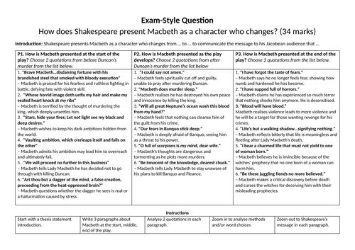 Macbeth as a character who changes free helpsheet