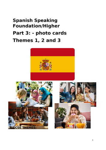 GCSE Speaking preparation for Part 3: photo cards