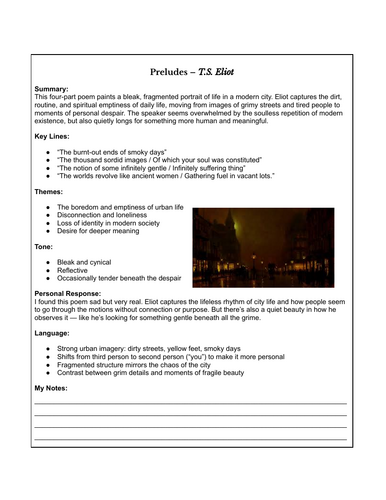 T.S. Eliot - One Page Per Poem HL 2025 Revision