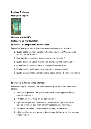 Bonjour Tristesse  - Françoise Sagan - Themes - Jealousy and Manipulation