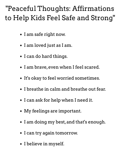 50 affirmations for kids with anxiety