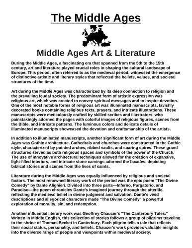 Middle Ages Art and Literature “Article & Questions” Assignment (The Middle Ages)