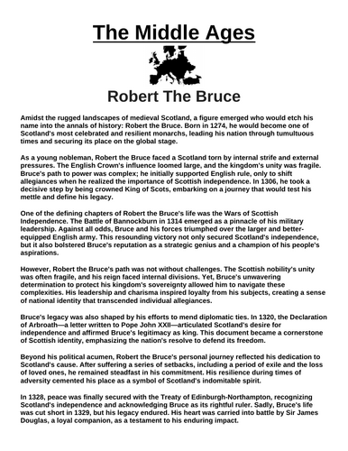 Robert The Bruce “Article & Questions” Assignment (The Middle Ages)