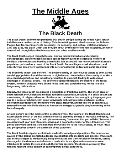 The Black Death “Article & Questions” Assignment (The Middle Ages)