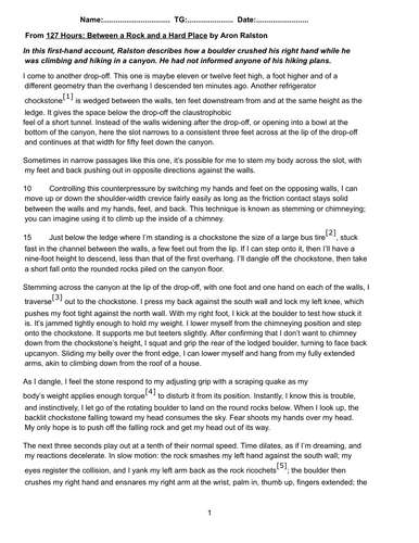 From 127 Hours  Between a Rock and a Hard Place by Aron Ralston SEN