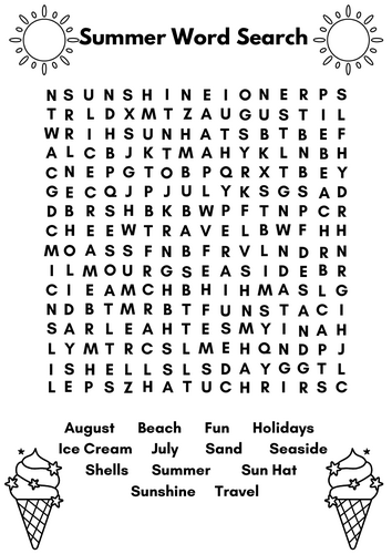 Summer Word Search