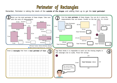 Perimeter of Rectangles (KS2, Year 3 / Year 4)
