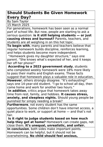 Level 1/GCSE English lesson on Article Writing
