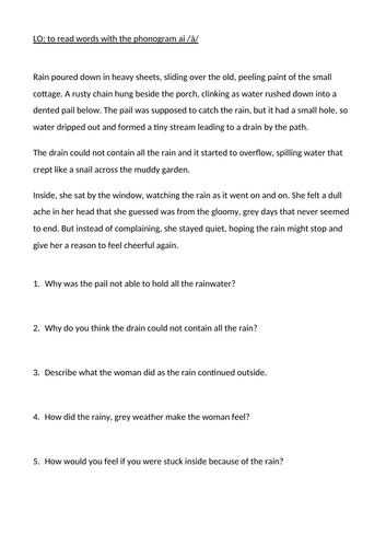 KS3 Phonics Phonogram ai /ā/