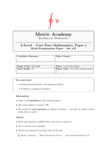 2025, A level Further Maths, Predicted Paper 1, Further Core