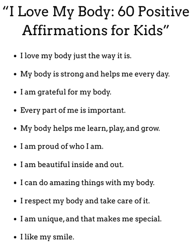 Positive body affirmations for kids