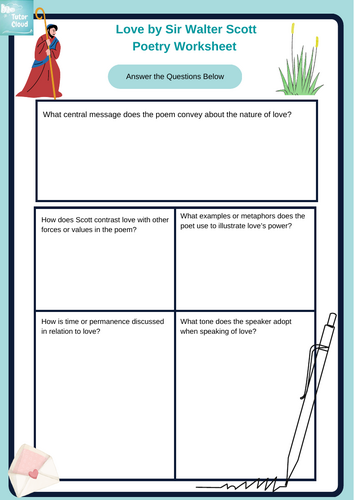 Love by Sir Walter Scott Poetry Worksheet