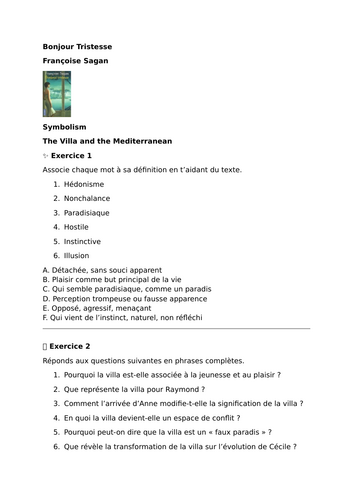 Bonjour Tristesse - Françoise Sagan - Symbolism - The Villa and the Mediterranean