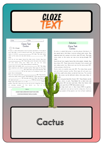 Cloze text - Cactus + Solutions