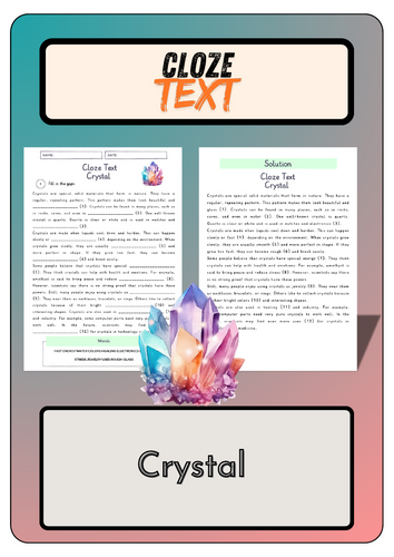 Cloze text - Crystal + Solutions