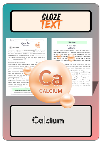Cloze text - Calcium  + Solutions