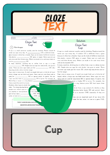 Cloze text - Cup + Solutions