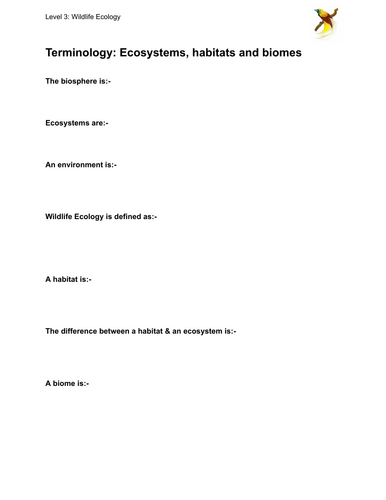 Level 3 Wildlife Ecology Introduction