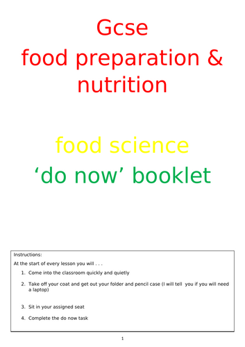 AQA GCSE Food Prep & Nutrition - Complete Food Science