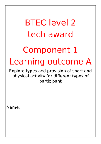 Pearson L2 BTEC Tech Award SPORT - Complete Component 1