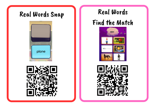 Phonics screening check games with QR codes