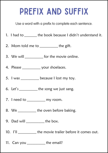 Prefixes and Suffixes Worksheets and Vocabulary Activities for Grade 2, 3, 4