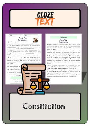 Cloze text - Constitution + Solutions