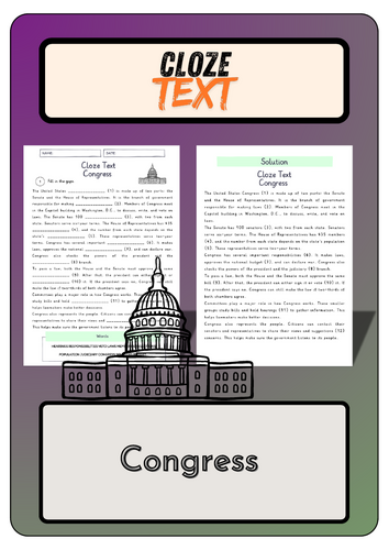 Cloze text - Congress + Solutions