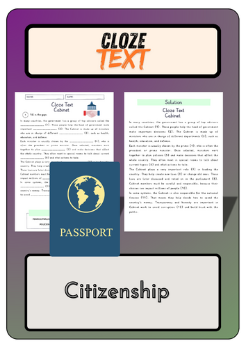 Cloze text - Citizenship + Solutions